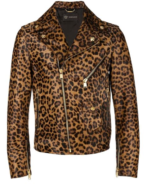 versace leopard fur coat|Versace biker jacket.